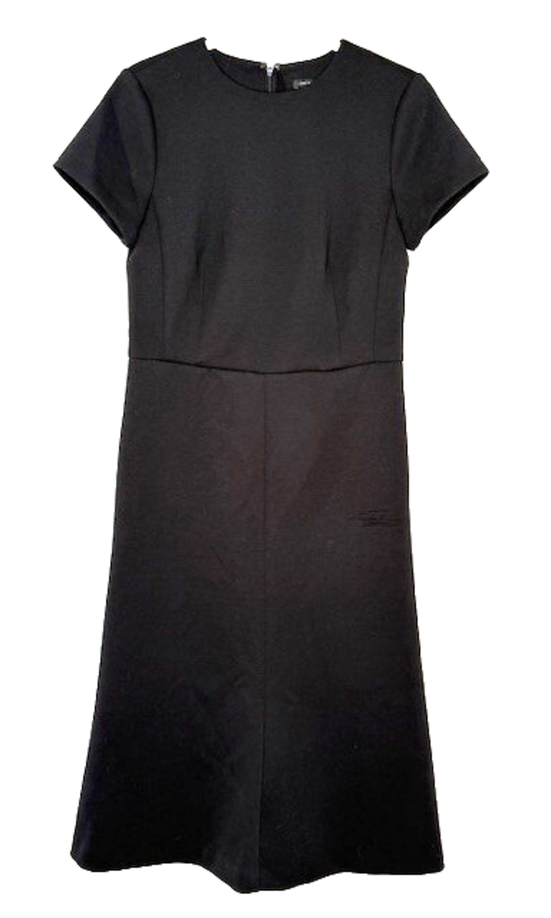 ANN TAYLOR Size 6 Black Fit and Flare Dress Short Sleeves Capsule Essential